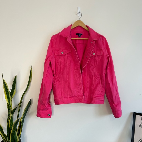 Chaps Pink Denim Jacket, Size Large in EUC - Picture 9 of 15